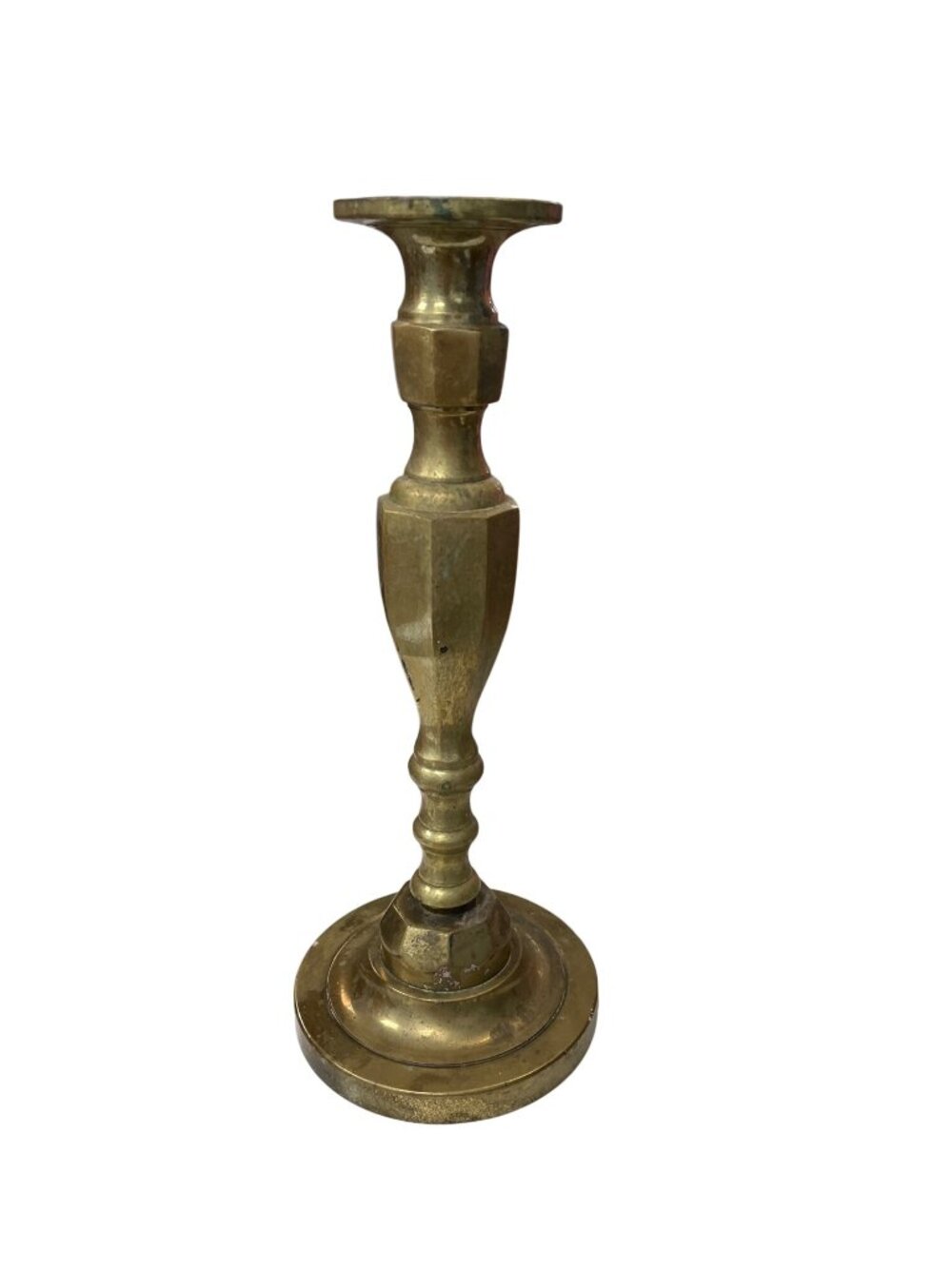 Vintage Solid Brass Candlestick Holder With Elegant Base Design 11"x4" SKU 10726